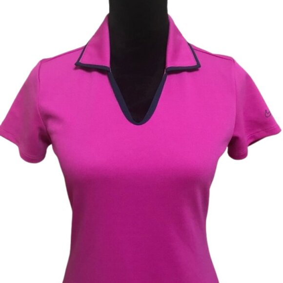 Nike Women's Nike Golf Tour Performance Fuchsia Dri-Fit Short Sleeve Pullover - Picture 2 of 9